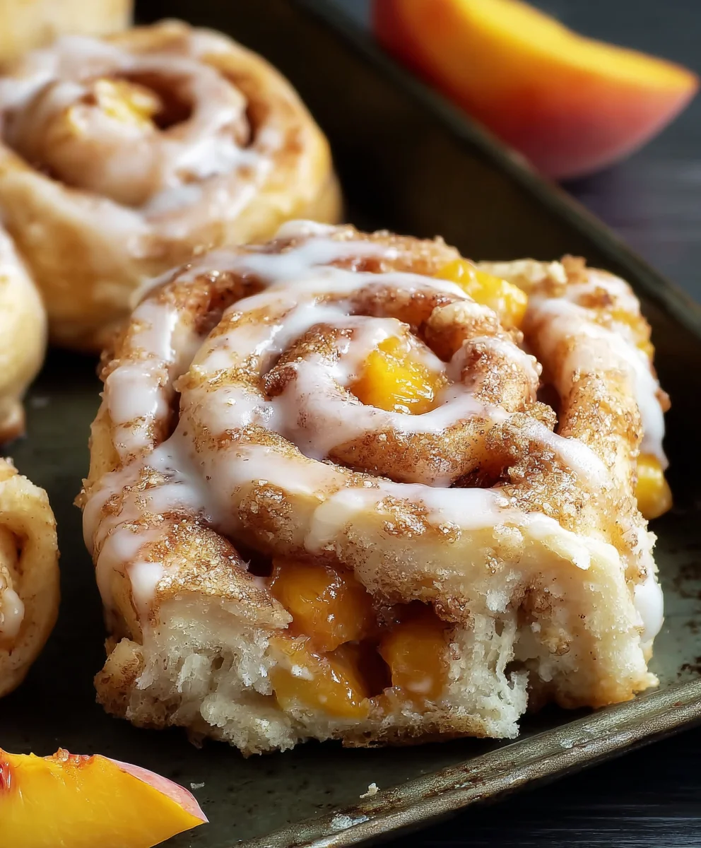Peach Cobbler Cinnamon Rolls-Sweet & Easy Dessert